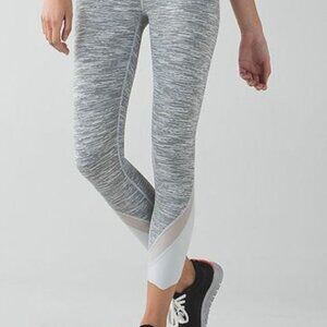 Lululemon Wunder Under Crop II Roll Down Mesh Athletic Leggings
